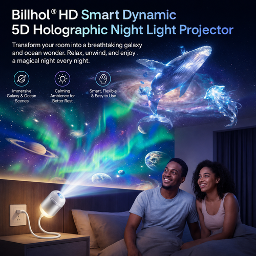 Billhol® Night Light Star Projector – Smart Holographic Galaxy Lamp for Bedroom, Kids & Relaxing Ambient Lighting