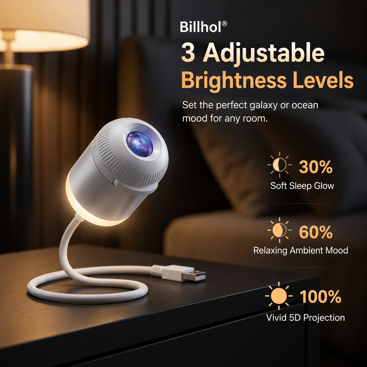 Billhol® Night Light Star Projector – Smart Holographic Galaxy Lamp for Bedroom, Kids & Relaxing Ambient Lighting