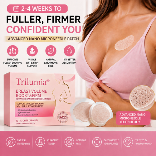 🏆 Trilumia® Advanced Nano Microneedle Bust Patch For Fuller, Firmer-Looking Curves Naturally🐦‍🔥